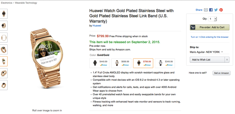 Illustration for article titled Huawei's $800 Gold Android Wear Smartwatch Works With the iPhone